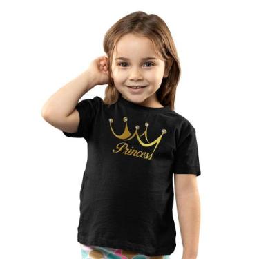 Imagem de Camiseta Infantil Criança Menina Princesa Coroa Dourada - Hipsters, 8,