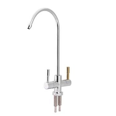 Imagem de Torneira DE Torneira Dupla, Aço Inoxidável 360 ° ROTAÇÃO FAUCET DE PISCO DE GRANÇA PARA SISTEMAS DE FILTRO DE ÁGUAS DE CURTA, SILVER 33 X 8 X 3CM