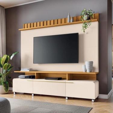 Imagem de Estante Home para TV até 70 Polegadas 2 Portas 1 Gaveta Ripado com Rod