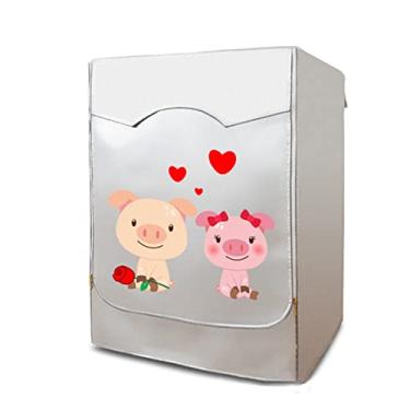 Imagem de UYKUM Capa para máquina de lavar roupa carga frontal totalmente automática máquina de lavar e secar tampa com zíper design 60 x 50 x 85 cm