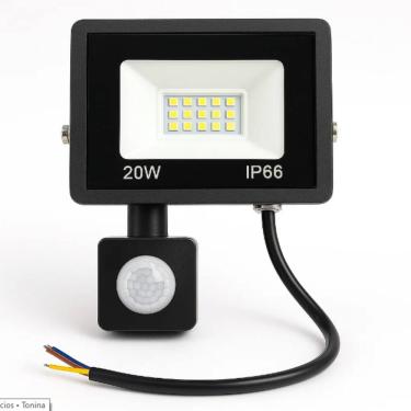Imagem de Holofote Refletor Led 20W - IP66 - 220V - Branco Frio - com Sensor de Presença