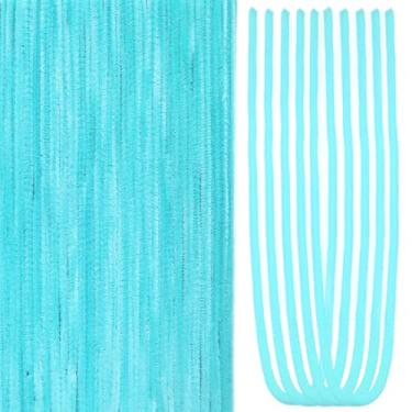 Imagem de TOAOB 100 peças de limpadores de cachimbo longos, azul claro, hastes de chenille, 61 cm, materiais de artesanato para projetos de arte DIY, decorações de casa