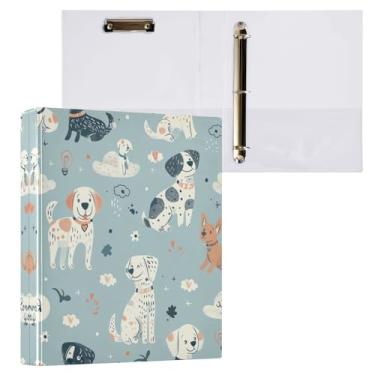 Imagem de Qilmy Organizador de fichário redondo de cachorro fofo de desenho animado, fichário de 3 anéis com prancheta (carta A4), fichário fofo para material de escritório escolar 696