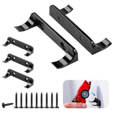 Imagem de 5 Pcs Sturdy Wall Bracket, Vertical Car Display Wall Mount, with Screws, Compatible with Speed Champion Series Brick Car Models, Display Collectible Cars Vertical by Wheels on Wall, Black