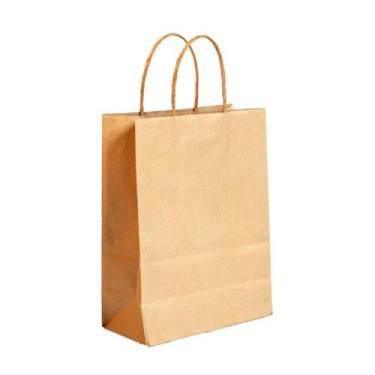 Imagem de Sacola de papel Kraft G fundo quadrado 33,5x26,5x12cm pacote com 10 un