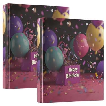 Imagem de xigua Balões coloridos 3 fichários redondos comporta 200 folhas, à prova d'água, tamanho carta 3, fichários com bolsos internos transparentes de PVC e clipe de metal antiderrapante, pacote com 2