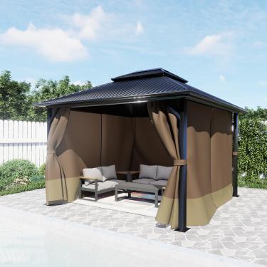 Imagem de BPS Cortina de gazebo de 3,5 m x 3,5 m, privacidade, 4 painéis, cortina de substituição para exterior (apenas cortina)