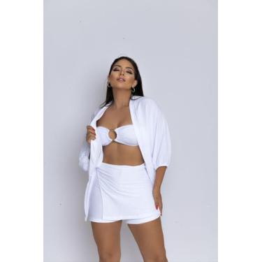 Imagem de Conjunto Short Saia com Laço Lateral e Blusa Estilo Kimono - luh may, 