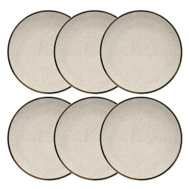 Imagem de Jogo Kit 6 Pratos Cerâmica Fundo Oxford Brisa Rustico 20Cm - Alleanza