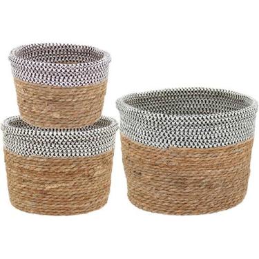 Imagem de Cesta Organizadora Kigali Home&Co 30cm Fibra Natural 3pçs Enfeite Deco