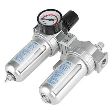 Imagem de Regulador de filtro de ar, compressor de retração de umidade, 1,27 cm, separador de óleo de umidade, filtro de ar do compressor, separador de armadilha para sistema de ferramentas de ar, kit com medidor de pressão.