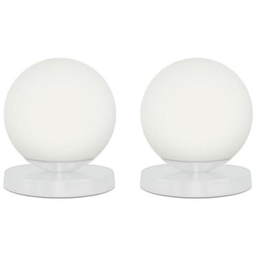 Imagem de Kit 2 Luminárias de mesa Globo Orby Branco Base Redonda