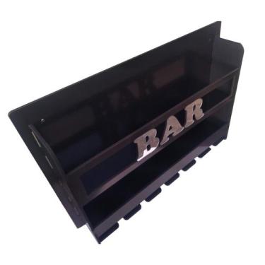 Imagem de Bar Adega De Madeira De Parede Com Porta Taças - Casa Bar Utilidades