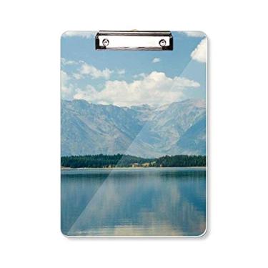 Imagem de Mountain River Forest Reflection Sky Cloud Prancheta pasta para escrever placa de apoio A4
