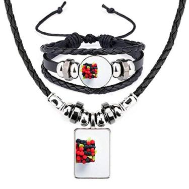 Imagem de Conjunto de joias de pulseira de couro com foto de frutas vermelhas temperadas