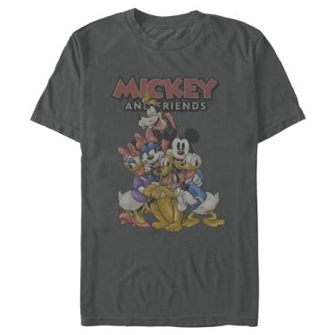 Imagem de Camiseta masculina Mickey & Friends Classic Comfort Colors, Grafite / Mickey & Friends Hug, M