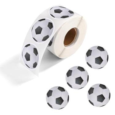 Imagem de 500 adesivos de futebol autoadesivos, rolo de adesivos de futebol de 3,8 cm, à prova d'água, adesivos esportivos, selos, envelope para saco de presente, scrapbook, time de futebol, presente de festa