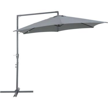 Imagem de Ombrelone Suspenso Bel Veneza 3 Metros Cinza Guarda Sol com Base de Apoio p/ Piscina, Varanda, Jardim