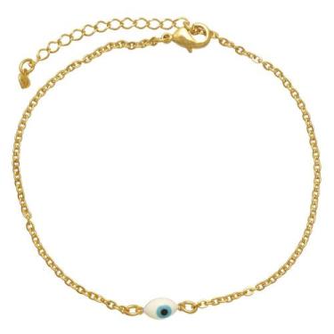 Imagem de Tornozeleira Delicada De Olho Grego Folheada em Ouro 18K Softjoias