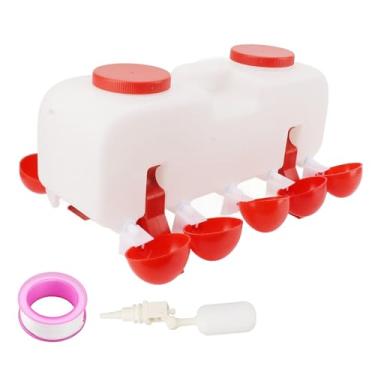 Imagem de GRCFUMO 10L bebedouro para frango, comedouro semiautomático para aves com tigelas de 10 unidades, bebedouro grande para aves para pato, pintinhos, ganso, peru, coelho e pássaro