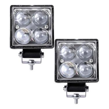 Imagem de Kit 2 Farol Milha Auxiliar 4led 12w 9v36v Oval Quadrado - Briwax