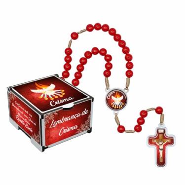 Imagem de Conjunto Religioso Kit Terço e Caixa Luxo ✝️ Presente Devocional para Batismo, Crisma, Comunhão, Datas Especiais Momentos de Fé e Oração – Feito no Brasil  (Crisma - Confirmação)