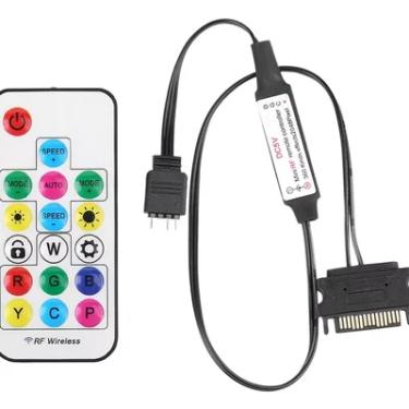 Imagem de Controladora Alloyseed ARGB, 5v, 3 Pinos, Alimentação Sata, Com Controle Remoto
