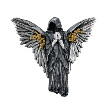 Imagem de Escultura Anjo Negro De Parede 17 Cm Em Resina