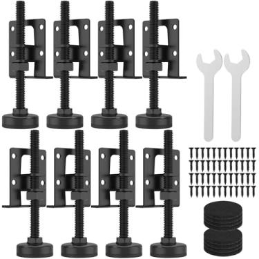 Imagem de UKQRRTC Pés de nivelamento de móveis, pernas ajustáveis para móveis, aço carbono, resistente, niveladores de móveis com porcas de bloqueio, suporte de 150 kg, perna niveladora de mesa para armários de