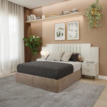 Imagem de Cabeceira Queen com 2 Mesas Lateral 2 Gavetas em MDF Genova Panan