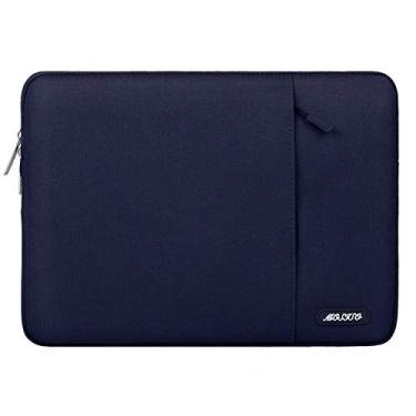 Imagem de Capa MOSISO para laptop de 15, 15,6 e 16 polegadas, compatível com MacBook Pro 16 M4, M3, M2 e M1, notebook HP, Acer, Dell, Lenovo, ASUS, bolsa vertical de poliéster com bolso, azul-marinho