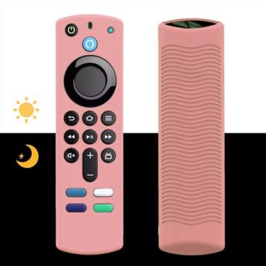 Imagem de Capa de silicone de substituição para controle remoto de streaming de 3ª geração/4K/HD, capa protetora antiderrapante lavável com cordão - rosa brilhante