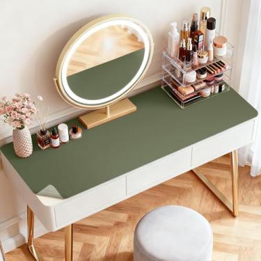 Imagem de LovePads Tapete de mesa de 43 x 71 cm, tapete de maquiagem para penteadeira, protetor de mesa de dupla face, à prova d'água, laptop, computador, teclado, blotter para mesa, escritório em casa (verde +