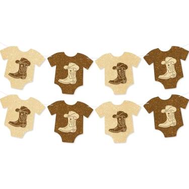 Imagem de Body de cowboy ocidental faixa de chá de bebê - Não-faça você mesmo, decorações de chá de bebê ocidentais com tema de caubói suprimentos de festa de aniversário para meninas e meninos glitter