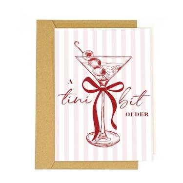 Imagem de tiangqiwoole Cartão de aniversário Espresso Martini - Cartão engraçado de café e coquetel para mulheres melhor amiga irmã filha esposa-Um presente de aniversário mais velho Tini Bit (Scarlet-Tini)