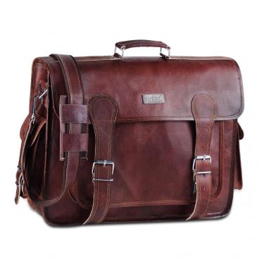 Imagem de Bolsa Maleta Vintage de Couro Masculina para Laptop, HANDMADE WORLD, Marrom