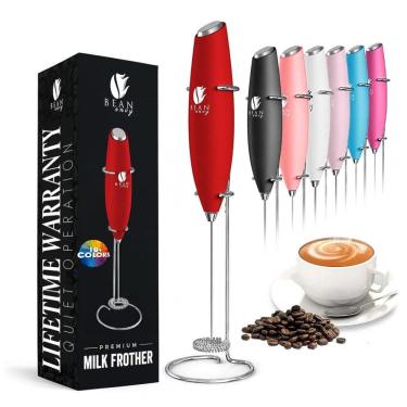 Imagem de Espumador de Leite Elétrico Bean Envy Leve e Portátil com Bateria e 3 Velocidades, Vermelho