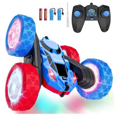 Imagem de Carrinho de controle remoto STEM Hamdol GLOW 4WD dupla face com luzes LED e giros 360°