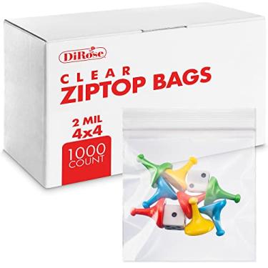 Imagem de Bolsas de plástico transparente com zíper – da DiRose | recarregáveis, fortes, grossas, resistentes, seguras para alimentos | para organização, viagem, envio, embalagem e armazenamento | Volume | tamanhos pequenos, médios e grandes., Case of 1000, 4X4, 1000