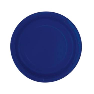 Imagem de Unique Pratos de sobremesa elegantes em azul marinho sólido - 18 cm (pacote com 20) - Louça resistente e descartável - perfeita para festas e eventos