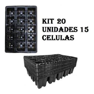 Imagem de Kit Com 20 Bandeja Alta Plástica 15 Células Sementeira - Nutriplan