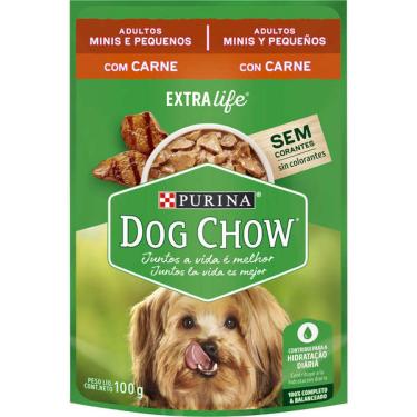 Imagem de Ração Úmida Nestlé Purina Dog Chow Sachê Carne para Cães Adultos Raças Minis e Pequenas - 100 g