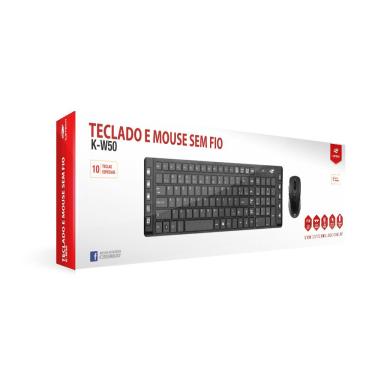 Imagem de Teclado + Mouse Sem Fio C3Tech K-W50BK Preto