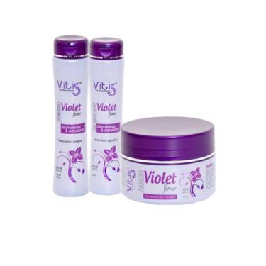 Imagem de Kit Desamarelador Shampoo, Condicionador E Máscara Violet Flower - Vit