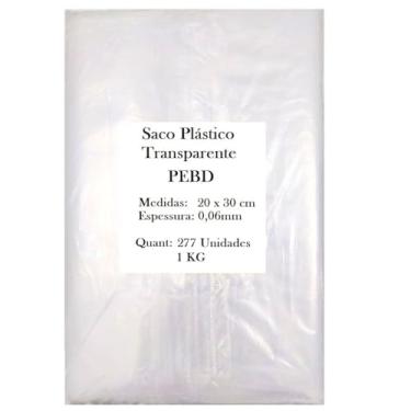 Imagem de Saco Plástico Transparente Pe Bd - 20 x 30 Pacotes com 1 kg (20 x 30) - Mandris