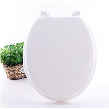 Imagem de Assento De Vaso Sanitário Doméstico, Capa De Vaso Sanitário Acolchoada De Espuma De Vinil Macio Redonda/oval/em Forma De V De 17,9", 4 Cores Opcionais.,U-branco,Serene16