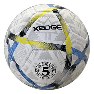 Imagem de XEDGE Bola de futebol tamanho oficial, bola de treinamento tamanho 5 para meninas, meninos, adolescentes jovens, adultos, costurada à máquina para jogar em ambientes internos e externos (azul amarelo, tamanho 5)
