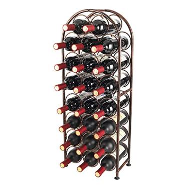 Imagem de PAG Suporte de metal para garrafa de vinho, 23 garrafas, arqueado, para chão independente, marrom antigo
