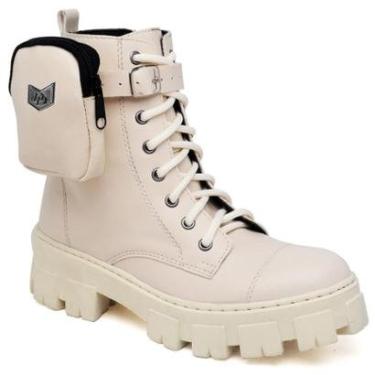Imagem de Bota Coturno Tratorada Feminina Casual Cano Curto com Bolsinha Bag Lateral Removivel com Metal-Feminino