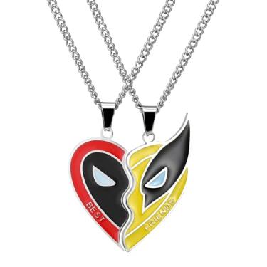Imagem de RWQIAN D&W Colar combinando melhor amigo para homens, mulheres BFF Amizade Colar para 2, colar de herói com pingente de coração de meio amor, joias presentes de aniversário para irmãos combinando
